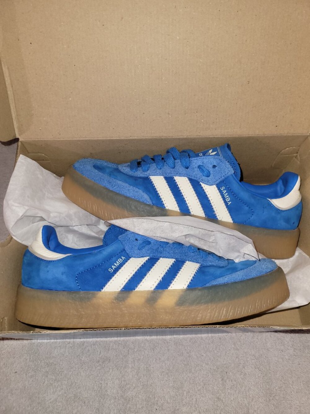 Adidas Sambae Samba Women's Size 8 Blue White Tan Gum Sneakers JI2743 (#2255)